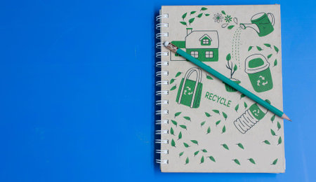 green pencil and note, to do list, reminder.の写真素材