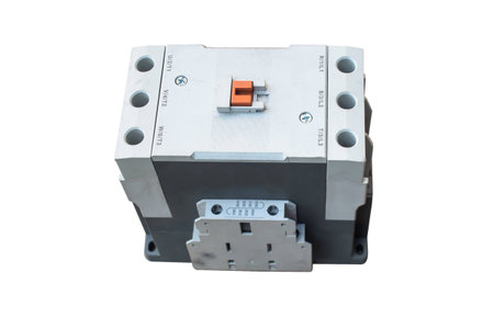 Magnetic contactor on white background