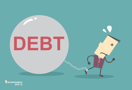 Business man burden with Debt illustration business vector file eps10のイラスト素材