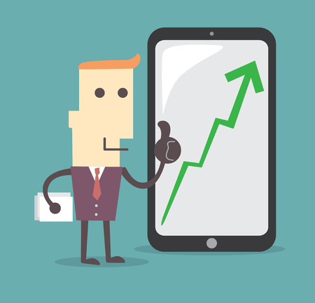 Businessman Presenting Business Growth Chart by tablet Vector file illustration eps 10のイラスト素材
