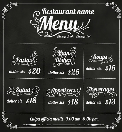 Restaurant Food Menu Design with Chalkboard Background vectorのイラスト素材