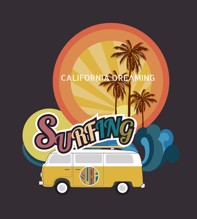 Set of California surf typography, t-shirt graphics , vector format eps10のイラスト素材