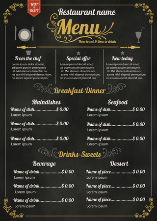 Restaurant Food Menu Design with Chalkboard Backgroundのイラスト素材