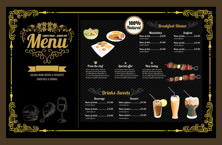 Restaurant Food Menu Vintage Design with Chalkboard Background vector format eps10のイラスト素材