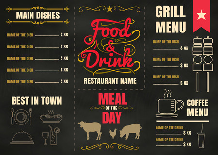 Brochure or poster Restaurant  food menu with Chalkboard Background vector format eps10のイラスト素材