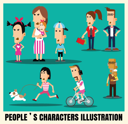 set of different people characters illustrationのイラスト素材