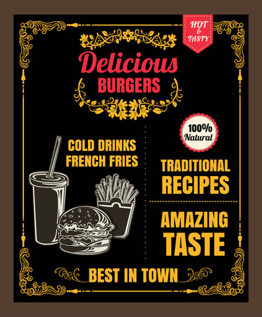 Restaurant Fast Foods menu burger formatのイラスト素材
