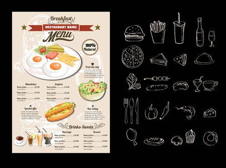 Vintage Poster. Breakfast menu.vector format eps 10のイラスト素材