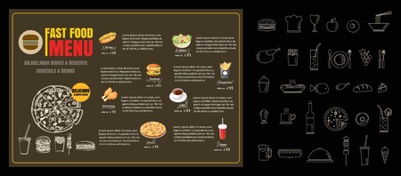 Restaurant Fast Foods menu on chalkboard vector format eps10のイラスト素材