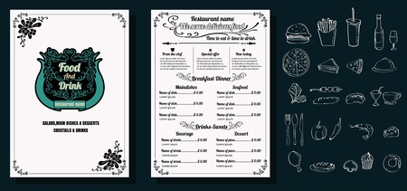 Restaurant Food Menu Vintage Design with Chalkboard Background vector format eps10のイラスト素材