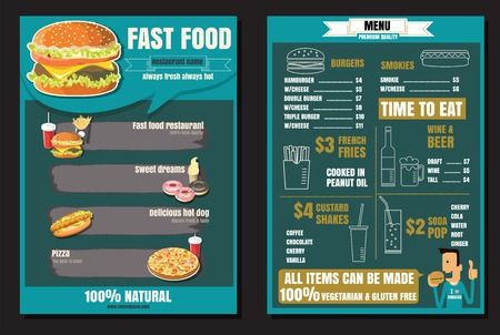 Brochure or poster Restaurant fast foods menu with people vector format eps10のイラスト素材