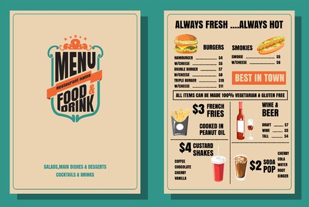 Restaurant Food Menu Vintage Design with Background vector format eps10のイラスト素材