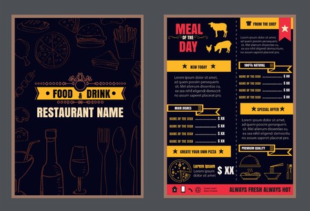 Brochure or poster Restaurant  food menu with Chalkboard Background vector formatのイラスト素材