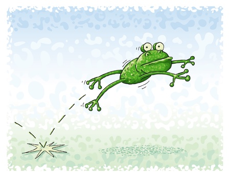 Green frog jumping in the green meadow.のイラスト素材