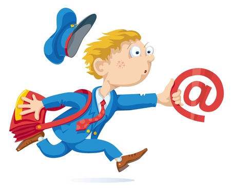 Running postman with mail bag and message.のイラスト素材