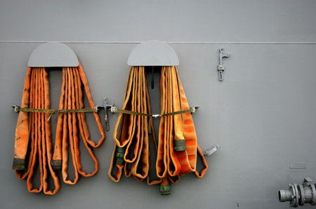 fire hoses on the wall