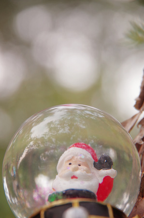 santa claus in a glass ballの写真素材