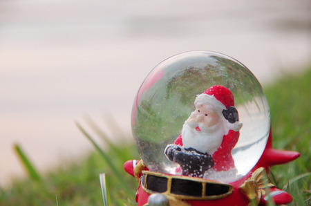 santa claus in a glass ballの写真素材