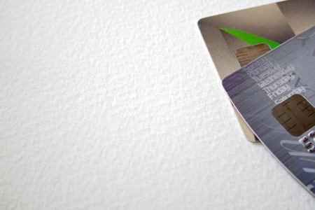 credit card lay on white paperの写真素材