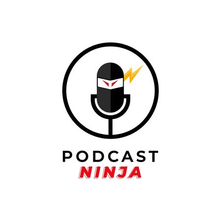Podcast Ninja Logo Concept with Ninja Characterのイラスト素材