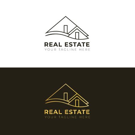Real Estate logo concept mono lineのイラスト素材