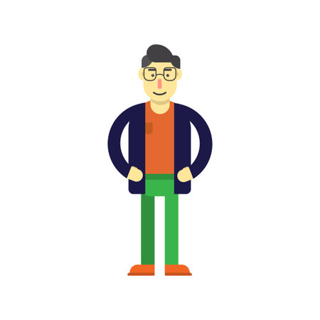 Business man wear sweater and standing with eyeglassのイラスト素材