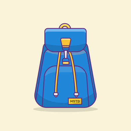 Backpack Illustration flat design, Cute illustration backbag, bag ransellのイラスト素材