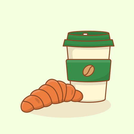 Cup of coffe and bakery cake, Coffe and Cake Illustrationのイラスト素材