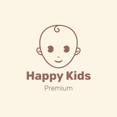 Happy Kids Toddler Babies Logo Vectorのイラスト素材
