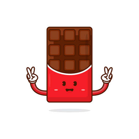 Chocolate Bar Cartoon Icon,Happy Chocolate Day Icon, World Chocolate Dayのイラスト素材