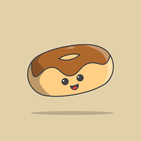 Donut Kawaii Illustration, Cute kawaii illustration, character food icon designのイラスト素材