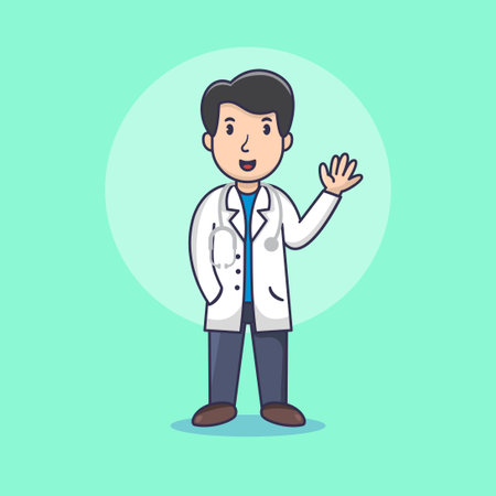 Men Doctor Cartoon Character . Cute Doctor Cartoon . Flat Cartoon Styleのイラスト素材