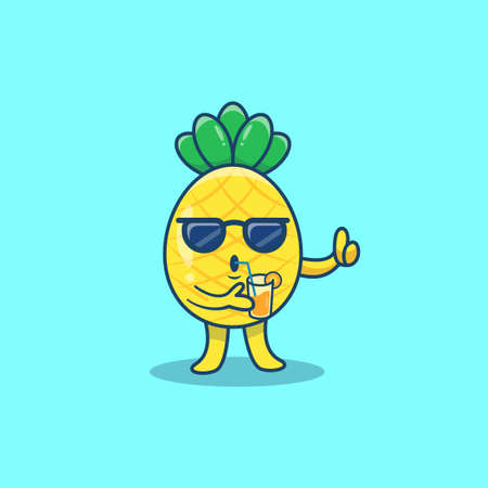 Yellow lemon fresh summer lemonade fruit with slice of lemon vector illustration. vectro summer holidayのイラスト素材