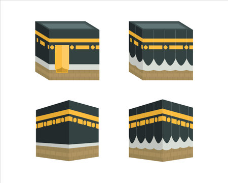 Kaaba islamic pilgrimage Flat illustration setのイラスト素材