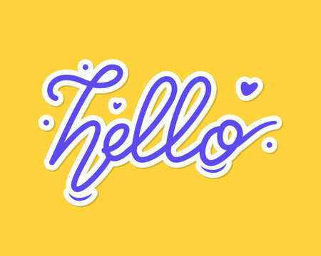 Hello monoline lettering, Handwritten vector Illustration.
