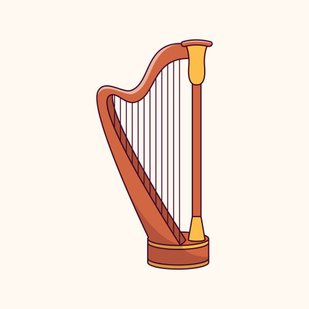 Harp musical instrument, classical musical instrument illustrationのイラスト素材