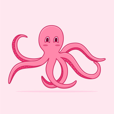 Cute Ocotopus  cartoon illustration, Cute Sea Animal Cartoonのイラスト素材