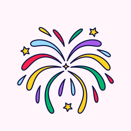Fireworks celebration Day, Fireworks in flat designのイラスト素材