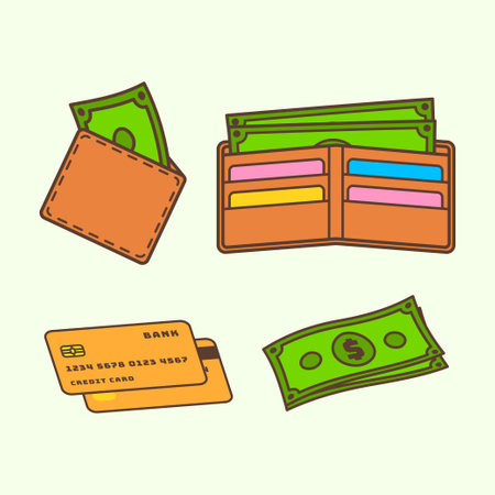 Wallet, credit card, and money illustrationのイラスト素材