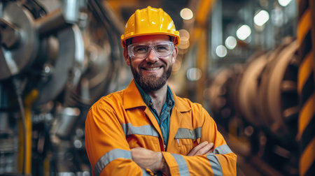 Confident male Engineer safety uniform in factoryの素材