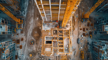 Building construction site view from high angle viewの素材