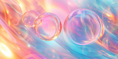 Bubble holographic abstract background with pastel colorの素材