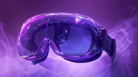 3D render futuristic VR Glasses product in purple color lightの素材