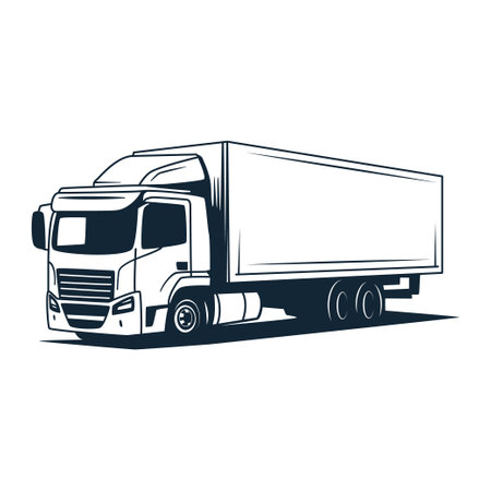 Truck silhouette on white background. Vector illustration for your design.のイラスト素材