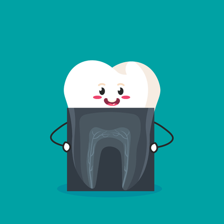 cartoon tooth that holds the picture. vector illustrationのイラスト素材