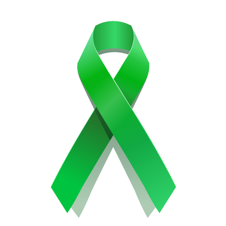 Green cancer awareness ribbon for many medical conditions and diseases .のイラスト素材