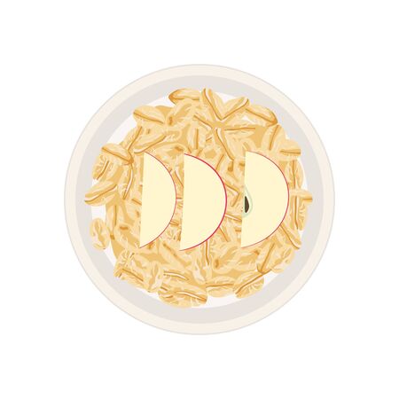 Vector illustration. Cereal bowl with milk, smoothie isolated on white background. Concept of healthy and wholesome breakfast.のイラスト素材