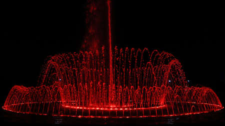 Close view of a center fountain when it's red. located at Jamburi Park, Agrabad, Chittagong, Bangladesh.の写真素材