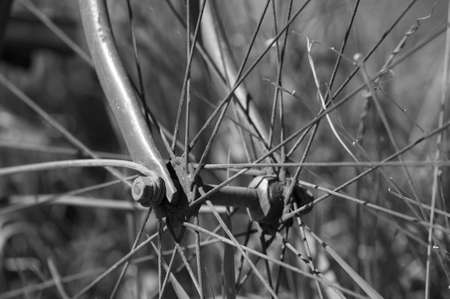 detail of a wheel on an old bicycleの写真素材