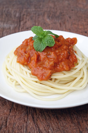 Italian spaghetti with tomato sauceの写真素材